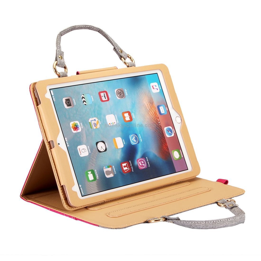 For iPad 9.7 (2018) & iPad 9.7 (2017) / Air 2 / Air Jeans Texture Universal Horizontal Flip Handle Leather Case with Holder & Small Pocket & Sleep / Wake-up(Magenta) For iPad 9.7 (2018) & iPad 9.7 (2017) / Air 2 / Air Jeans Texture Universal Horizontal Flip Handle Leather Case with Holder & Small Pocket & Sleep / Wake-up(Magenta)