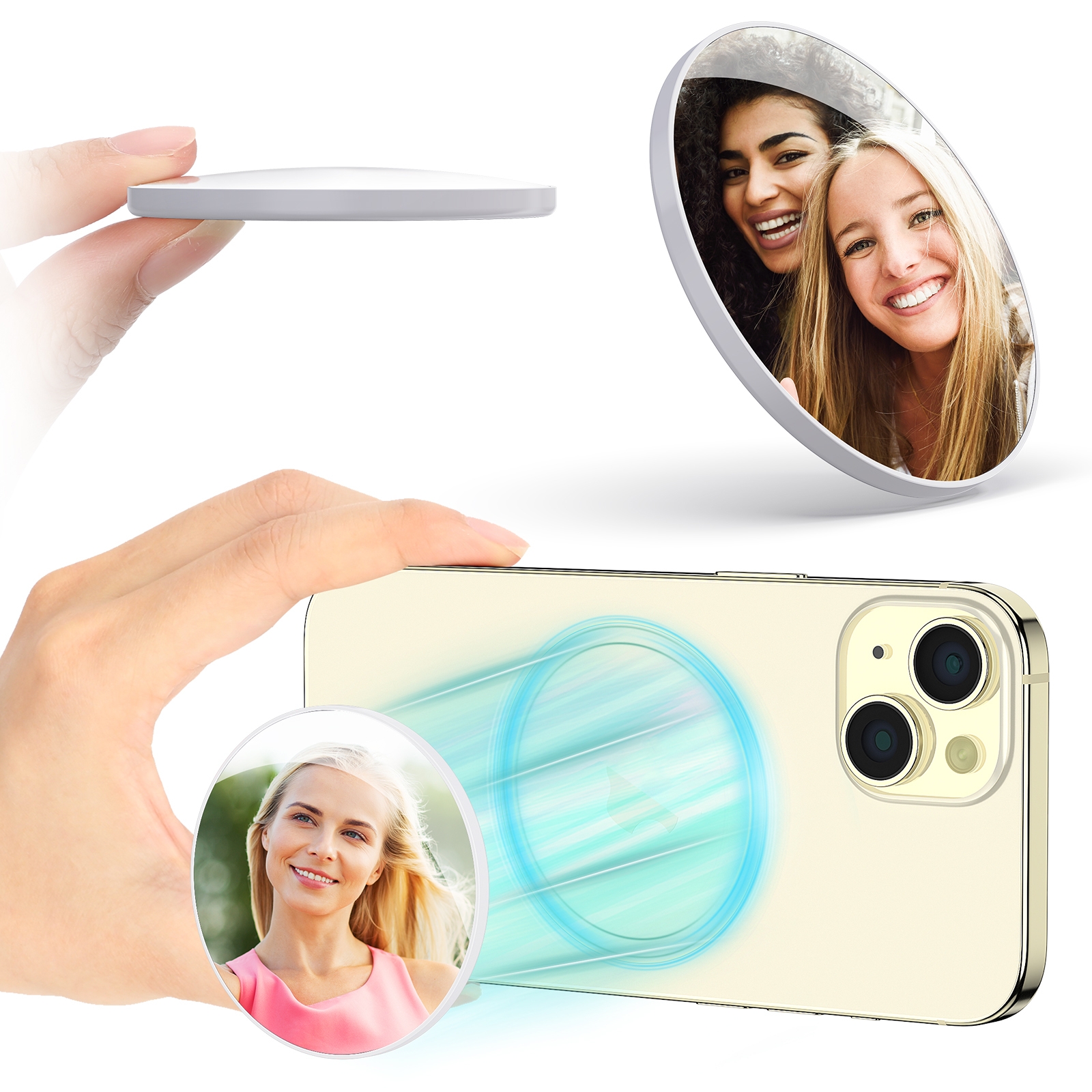 PULUZ Mobile Phone MagSafe Magnetic Makeup Mirror Rear Camera Video Selfie Mirror (White) PULUZ Mobile Phone MagSafe Magnetic Makeup Mirror Rear Camera Video Selfie Mirror (White)
