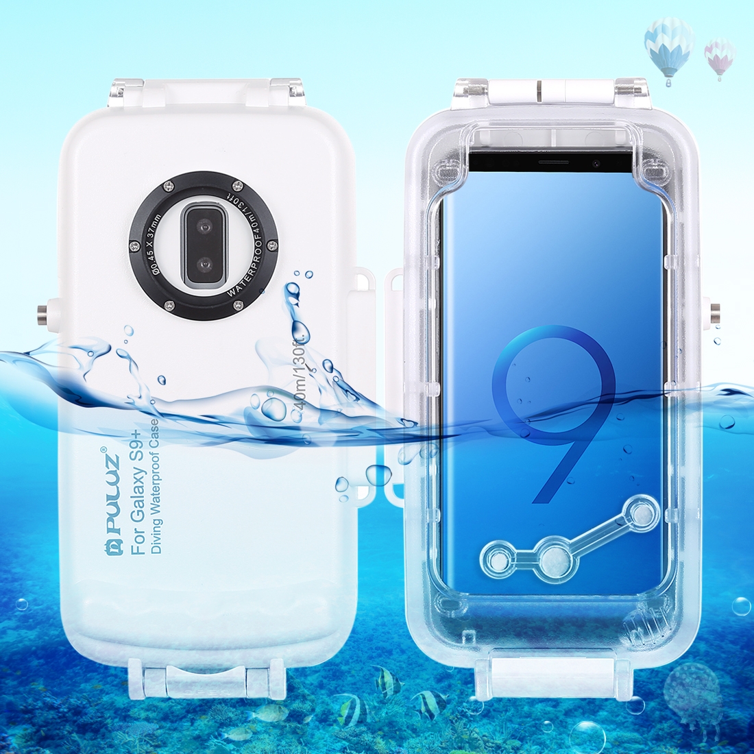 PULUZ 40m/130ft Waterproof Diving Case for Galaxy S9+, Photo Video Taking Underwater Housing Cover, Only Support Android 8.0.0 or below(White) PULUZ 40m/130ft Waterproof Diving Case for Galaxy S9+, Photo Video Taking Underwater Housing Cover, Only Support Android 8.0.0 or below(White)
