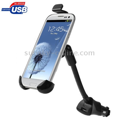 Universal Car Mount with 5V / 1.5A USB Charger for Galaxy S III / i9300 / iPhone 4 & 4S / 3GS / Smart Phone, Support 360 Degree Rotation, Height: 108-135mm(Black) Universal Car Mount with 5V / 1.5A USB Charger for Galaxy S III / i9300 / iPhone 4 & 4S / 3GS / Smart Phone, Support 360 Degree Rotation, Height: 108-135mm(Black)