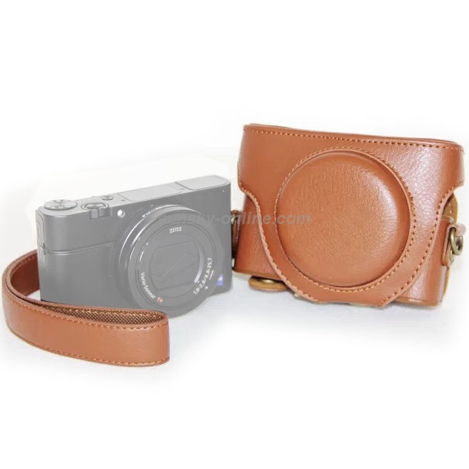 Retro Style PU Leather Camera Case Bag with Strap for Sony RX100 M3 / M4 / M5(Brown)