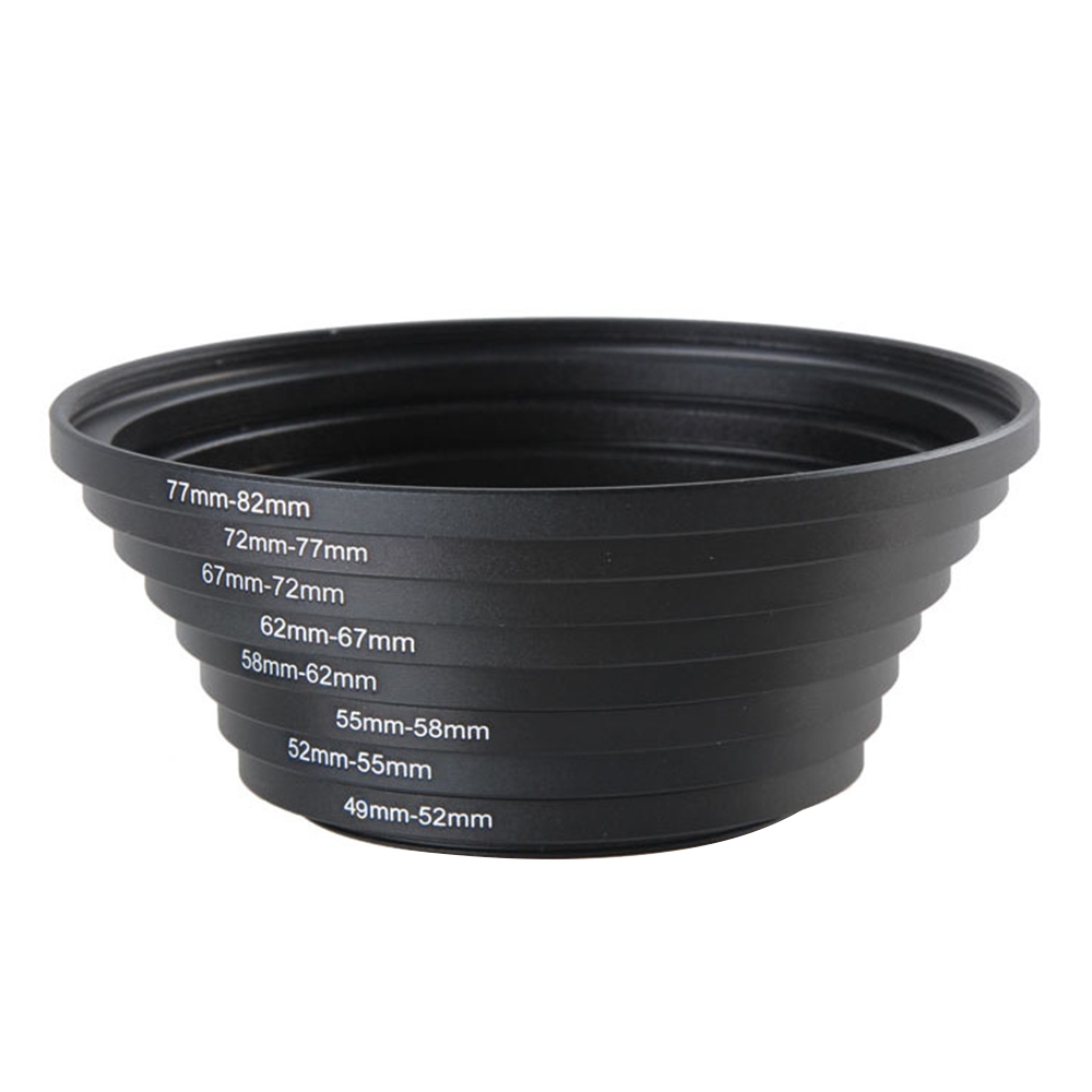 49mm-82mm Lens Stepping Ring, Include 8 Lens Stepping Rings (49mm-52mm, 52mm-55mm, 55mm-58mm, 58mm-62mm, 62mm-67mm, 67mm-72mm, 72mm-77mm,77mm-82mm)