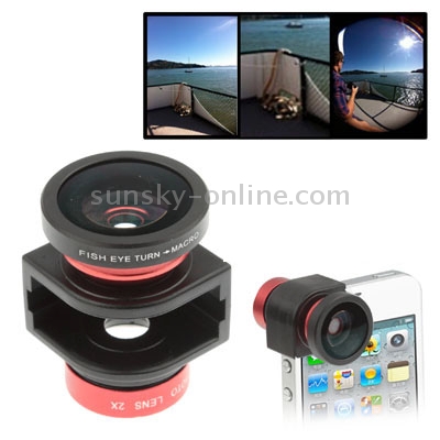 3 in 1 Camera Lens Kit (180 Degree Fisheye Lens / 2X Telephoto Lens / Marco Lens) for iPhone 4 & 4S(Red) 3 in 1 Camera Lens Kit (180 Degree Fisheye Lens / 2X Telephoto Lens / Marco Lens) for iPhone 4 & 4S(Red)