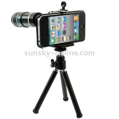 12X Optical Zoom Telescope Lens with Tripod + Cell Case for iPhone 4 & 4S(Black) 12X Optical Zoom Telescope Lens with Tripod + Cell Case for iPhone 4 & 4S(Black)