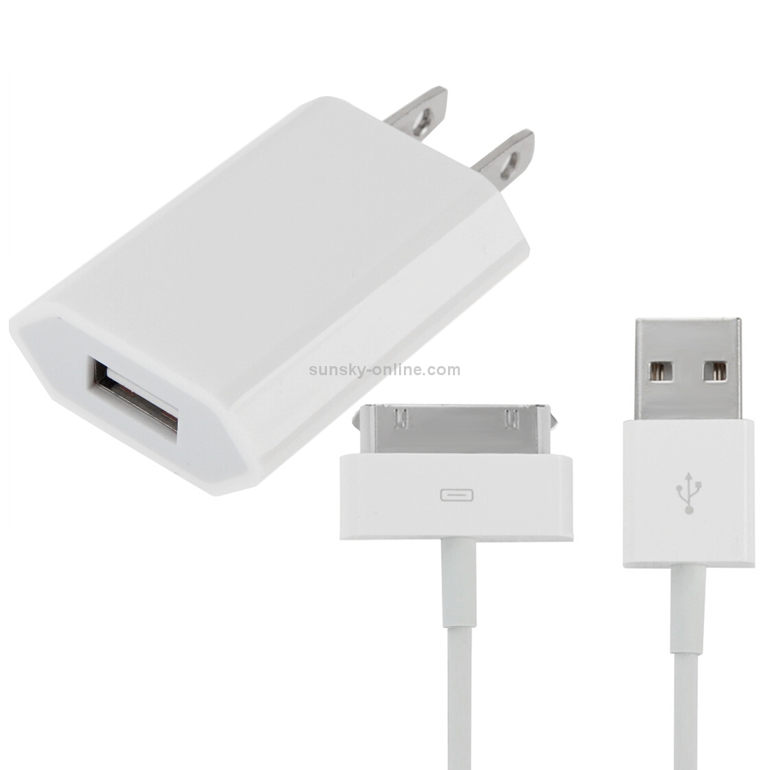 1m 2 in 1 US Plug USB Charger with 30 Pin Data / Charging Cable 1m 2 in 1 US Plug USB Charger with 30 Pin Data / Charging Cable