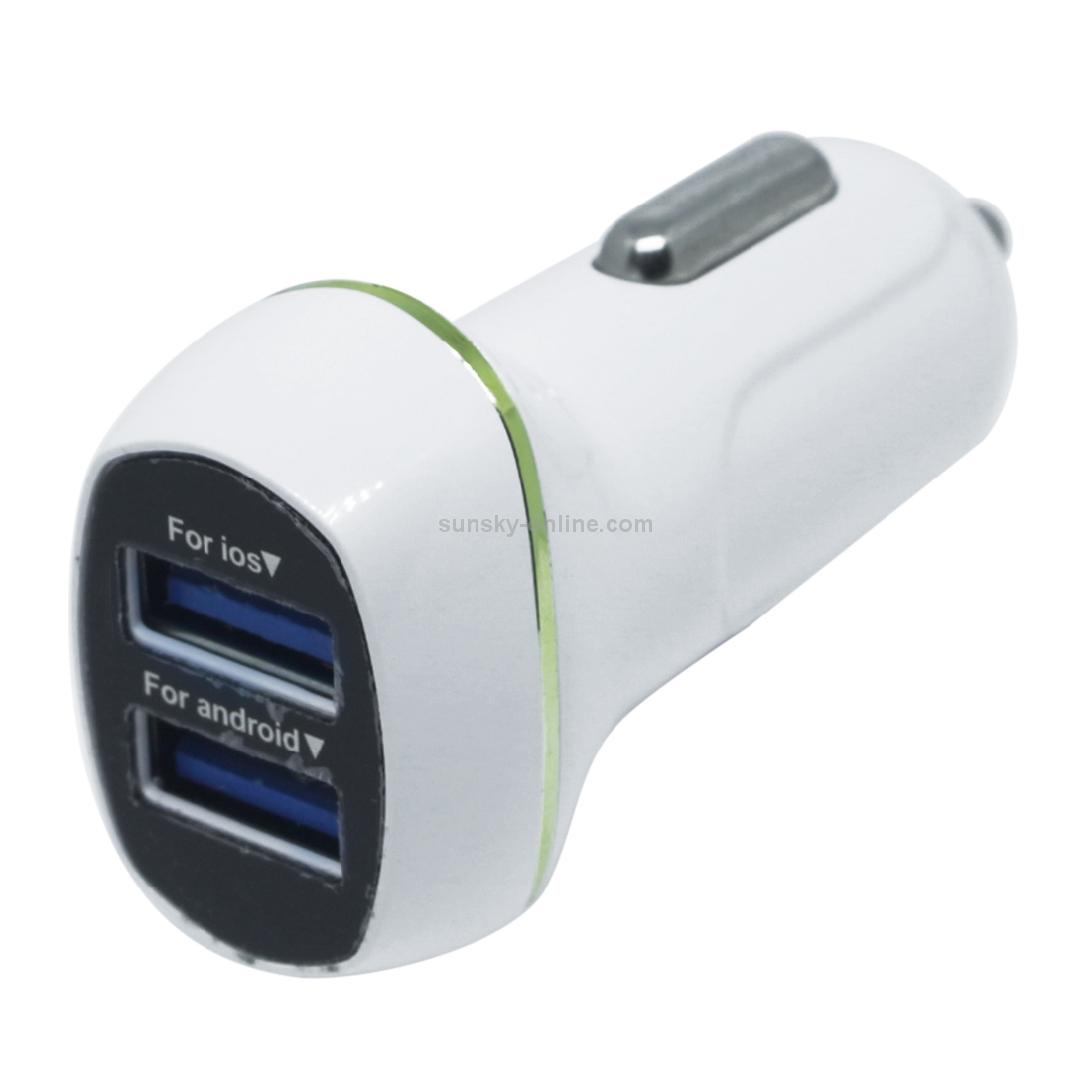Square Dual USB Ports Car Charger, Compatible with Android and IOS(White) Square Dual USB Ports Car Charger, Compatible with Android and IOS(White)