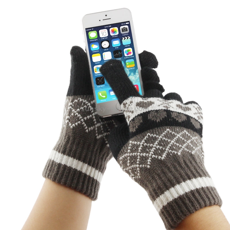 Woven Decorative Heart Pattern Three Finger Touch Screen Touch Gloves for iPhone 5 & 5S & 5C, iPhone 4 & 4S / iPad / iPod Touch, BlackBerry, HTC and Other Touch Screen Device(Black)