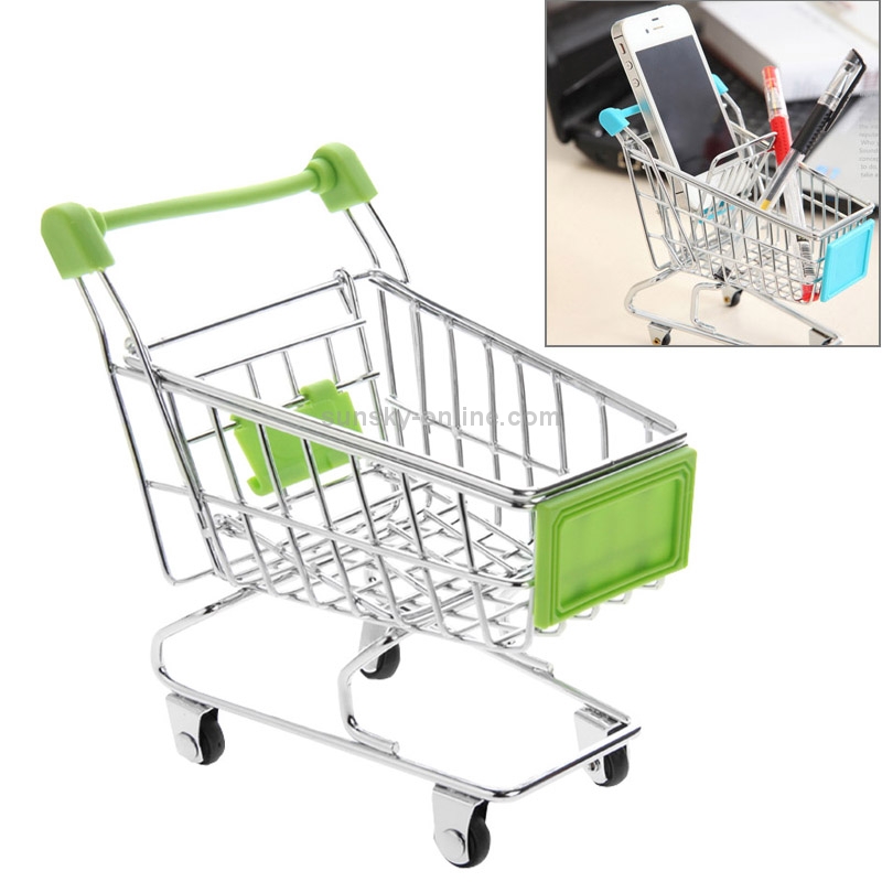 Universal Mini Grocery Shopping Cart Style Desktop Storage Box / Holder(Green) Universal Mini Grocery Shopping Cart Style Desktop Storage Box / Holder(Green)