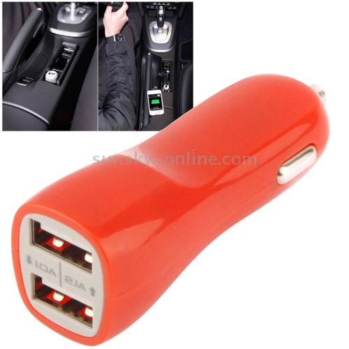 2.1A & 1.0A Dual USB Car Charger Adapter for iPhone 5 / iPad mini / mini 2 Retina / iPod touch 5 / 6, Samsung i9500 / i9200 / HTC / LG / Sony / Nokia and other USB Device(Red) 2.1A & 1.0A Dual USB Car Charger Adapter for iPhone 5 / iPad mini / mini 2 Retina / iPod touch 5 / 6, Samsung i9500 / i9200 / HTC / LG / Sony / Nokia and other USB Device(Red)