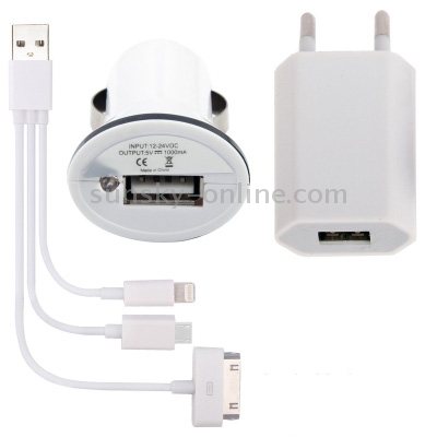 3 in 1 ( 20cm iPhone 30 Pin / Tab 30 Pin + Micro USB Cable, EU Plug Travel Charger, Car Charger) Travel Kit 3 in 1 ( 20cm iPhone 30 Pin / Tab 30 Pin + Micro USB Cable, EU Plug Travel Charger, Car Charger) Travel Kit