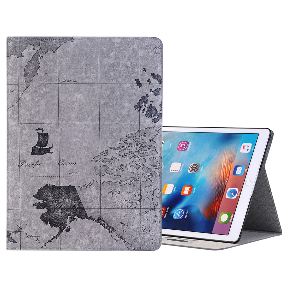 Retro World Map Pattern Leather Case with Holder & Card Slots & Wallet for iPad Air 2, Random Delivery(Grey) Retro World Map Pattern Leather Case with Holder & Card Slots & Wallet for iPad Air 2, Random Delivery(Grey)