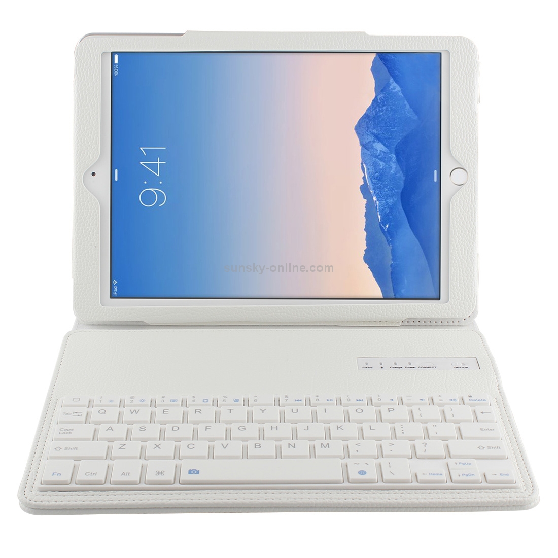 For iPad Air 2 / iPad 6 Bluetooth Keyboard Litchi Texture Tablet Case with Holder and Sleep/Wake-up Function(White) For iPad Air 2 / iPad 6 Bluetooth Keyboard Litchi Texture Tablet Case with Holder and Sleep/Wake-up Function(White)