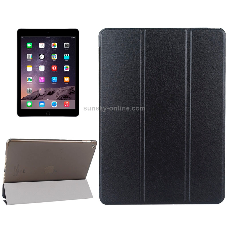 Silk Texture Frosted PC Back Shell Smart Cover Leather Case with Holder and Sleep Function for iPad Air 2(Black) Silk Texture Frosted PC Back Shell Smart Cover Leather Case with Holder and Sleep Function for iPad Air 2(Black)
