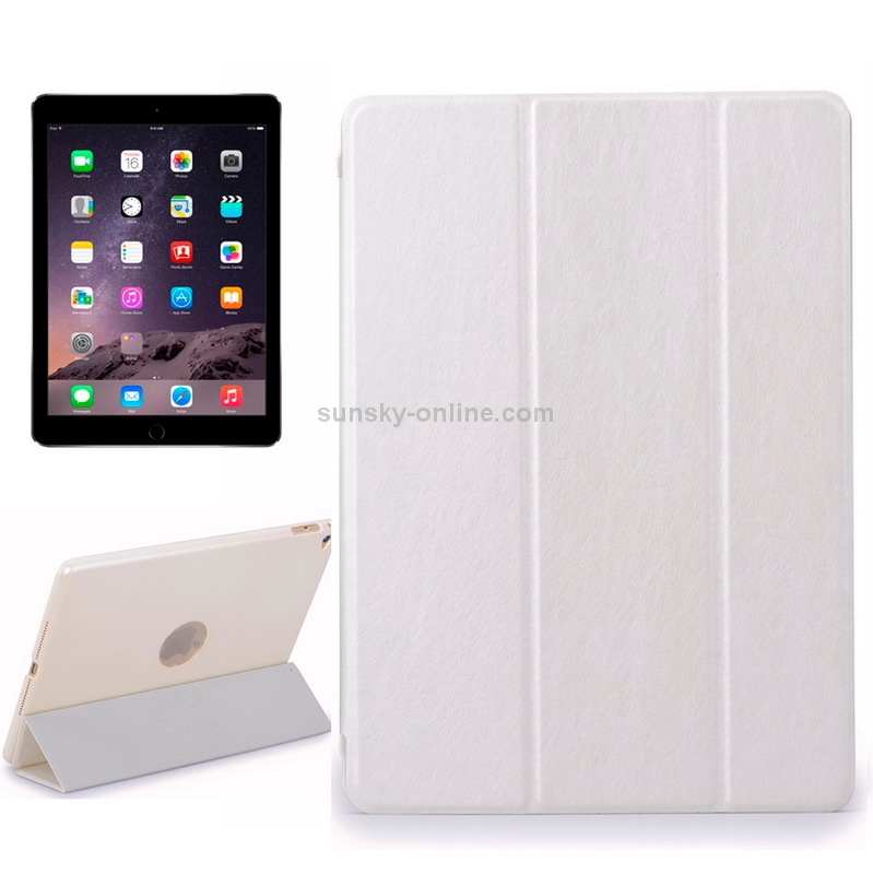 Crazy House Texture Ultra-thin Smart Cover Leather Case with 3-fold Holder for iPad Air 2 / iPad 6(White)