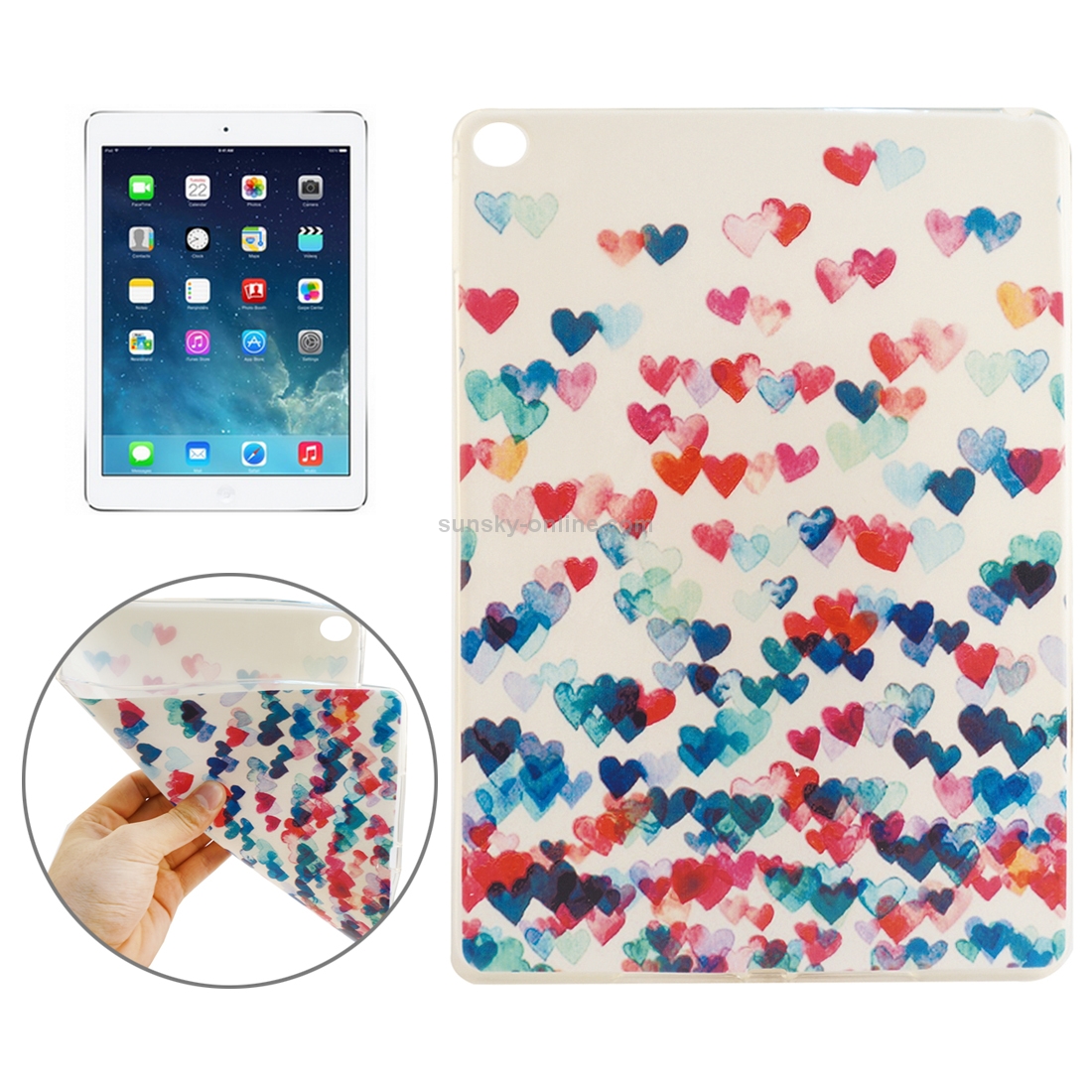 Love Heart Pattern TPU Protective Case for iPad Air 2 Love Heart Pattern TPU Protective Case for iPad Air 2