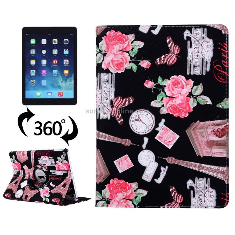 Eiffel Tower Pattern 360 Degree Rotation Leather Case with 3 Gears Holder for iPad Air 2 / iPad 6(Black) Eiffel Tower Pattern 360 Degree Rotation Leather Case with 3 Gears Holder for iPad Air 2 / iPad 6(Black)