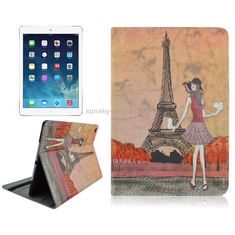 Eiffel Tower Pattern Smart Leather Case with Holder & Wake-up / Sleep Function for iPad Air 2 / iPad 6 Eiffel Tower Pattern Smart Leather Case with Holder & Wake-up / Sleep Function for iPad Air 2 / iPad 6