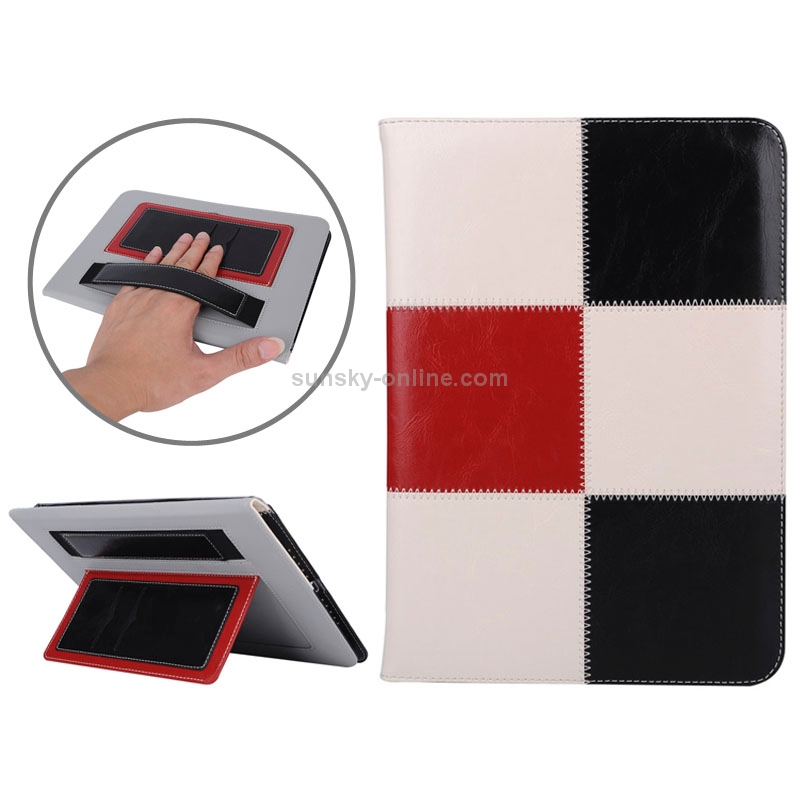 Grid Pattern Leather Case with Holder & Card Slots & Hand Strap for iPad Air 2 / iPad 6(Black) Grid Pattern Leather Case with Holder & Card Slots & Hand Strap for iPad Air 2 / iPad 6(Black)