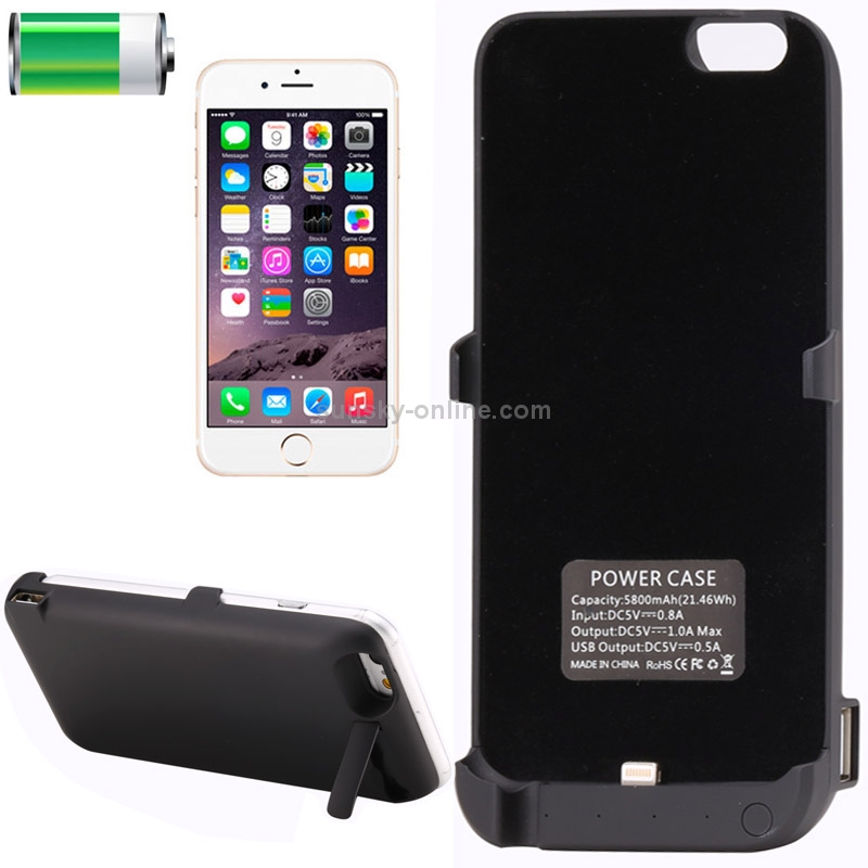 5800mAh Rechargeable External Backup Battery / Power Bank Case with Holder for iPhone 6 & 6S(Black) 5800mAh Rechargeable External Backup Battery / Power Bank Case with Holder for iPhone 6 & 6S(Black)