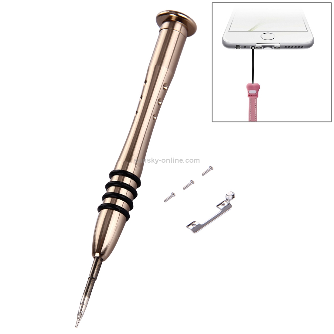 For iPhone 6 & 6 Plus Stainless Steel Material Lanyard Hanger with Screwdriver For iPhone 6 & 6 Plus Stainless Steel Material Lanyard Hanger with Screwdriver