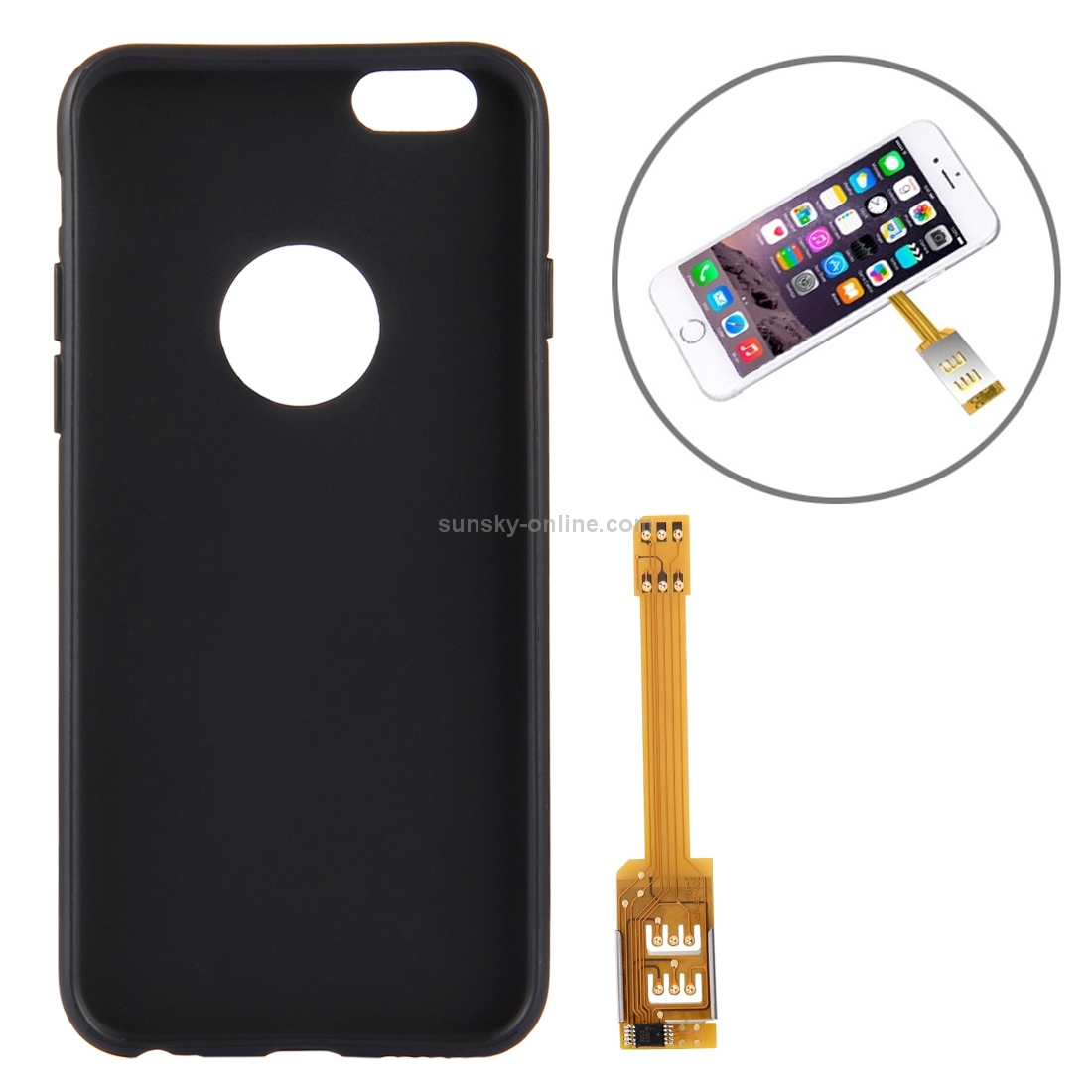 Kumishi for iPhone 6 Dual SIM Card Adapter with A Back Case Cover(Black) Kumishi for iPhone 6 Dual SIM Card Adapter with A Back Case Cover(Black)