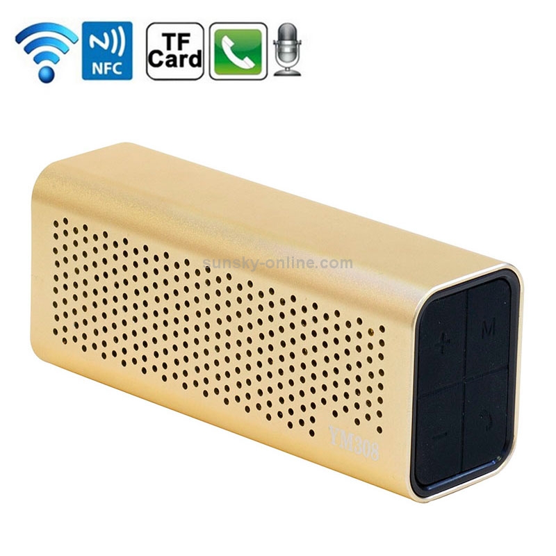 YM-308 Portable Rechargeable NFC Bluetooth Speaker, Support TF Card(Gold) YM-308 Portable Rechargeable NFC Bluetooth Speaker, Support TF Card(Gold)