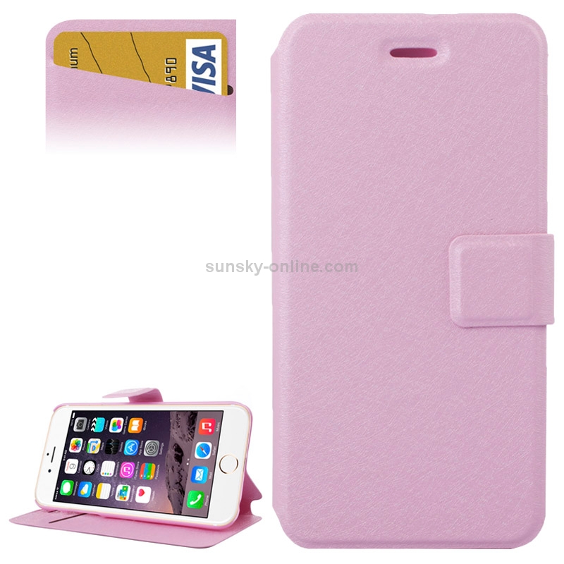 Silk Texture Horizontal Flip Leather Case with Card Slots & Holder for iPhone 6 & 6S(Pink) Silk Texture Horizontal Flip Leather Case with Card Slots & Holder for iPhone 6 & 6S(Pink)