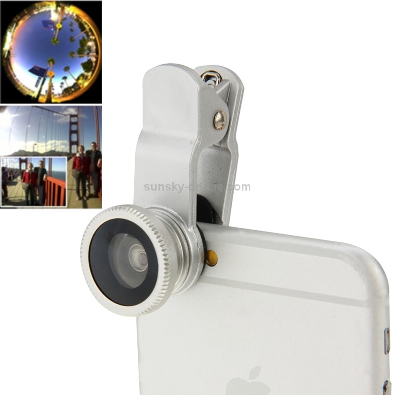 3 in 1 Universal 180 Degree Fisheye Lens + 6X Macro Lens + 0.65X Wide Lens with Clip 3 in 1 Universal 180 Degree Fisheye Lens + 6X Macro Lens + 0.65X Wide Lens with Clip