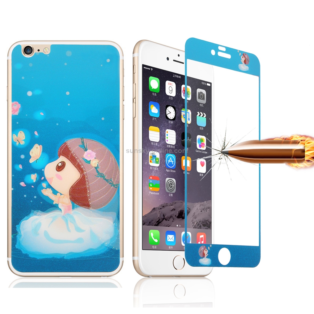 0.3mm Cartoon Girl Pattern Embossed Fluorescent Front + Back Tempered Glass Screen Protector for iPhone 6 & 6s 0.3mm Cartoon Girl Pattern Embossed Fluorescent Front + Back Tempered Glass Screen Protector for iPhone 6 & 6s