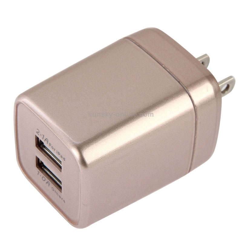 5V 2.1A + 1A Dual USB Ports US Plug Charger Travel Adapter for iPad Air 2 & Air & 4 & 3 & 2 / iPhone 6 & 6 Plus & 5 & 5S & 4 & 4S / Other Mobile Phones(Gold) 5V 2.1A + 1A Dual USB Ports US Plug Charger Travel Adapter for iPad Air 2 & Air & 4 & 3 & 2 / iPhone 6 & 6 Plus & 5 & 5S & 4 & 4S / Other Mobile Phones(Gold)