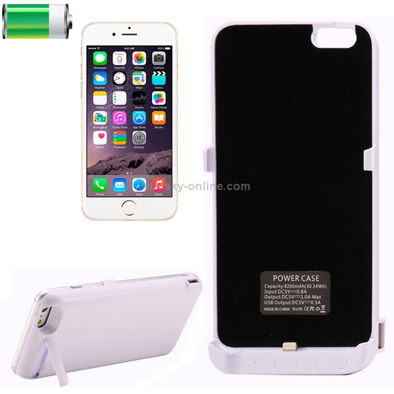 8200mAh Rechargeable External Backup Battery / Power Bank Case with Holder for iPhone 6 Plus & 6S Plus(White) 8200mAh Rechargeable External Backup Battery / Power Bank Case with Holder for iPhone 6 Plus & 6S Plus(White)