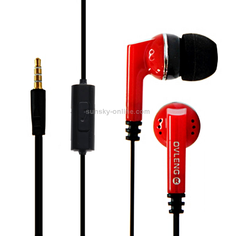 OVLENG Stereo Hands-free Earphone with Mic, Length: 1.2m (Black + Red) OVLENG Stereo Hands-free Earphone with Mic, Length: 1.2m (Black + Red)