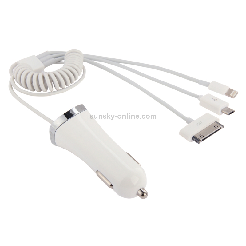 49-74cm 5V 1A 4 in 1 (8pin / 30pin / Micro USB / USB) Car Charger Spring Cable 49-74cm 5V 1A 4 in 1 (8pin / 30pin / Micro USB / USB) Car Charger Spring Cable