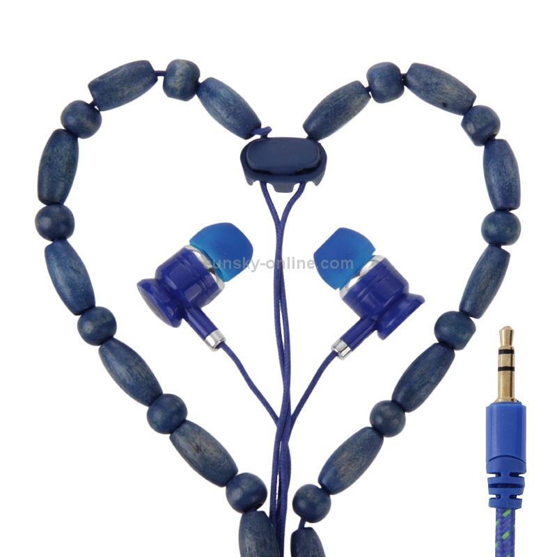 Wooden Beads Style In-ear Stereo Necklace Headphone(Blue) Wooden Beads Style In-ear Stereo Necklace Headphone(Blue)