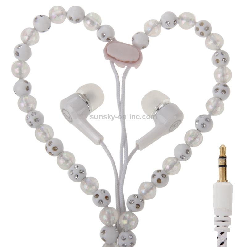 Diamond-Encrusted Beads Style In-ear Stereo Necklace Headphone(White) Diamond-Encrusted Beads Style In-ear Stereo Necklace Headphone(White)
