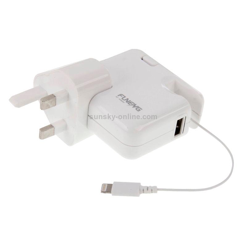 5V 1A 1m Retractable 8 Pin + USB 2.0 Charger Adapter 5V 1A 1m Retractable 8 Pin + USB 2.0 Charger Adapter