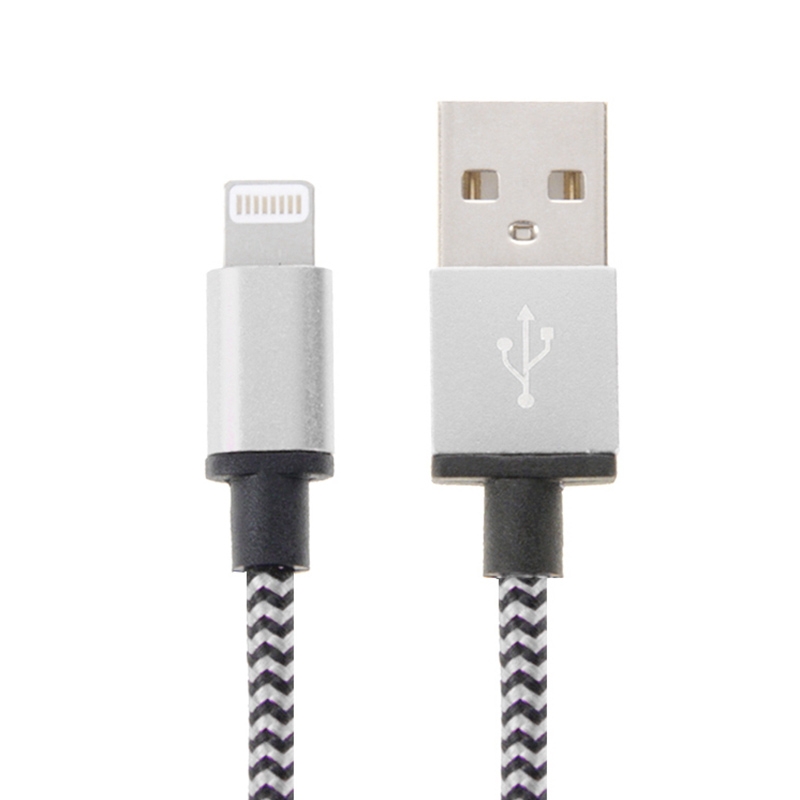 2m Woven Style 8 Pin to USB Sync Data / Charging Cable(Silver) 2m Woven Style 8 Pin to USB Sync Data / Charging Cable(Silver)