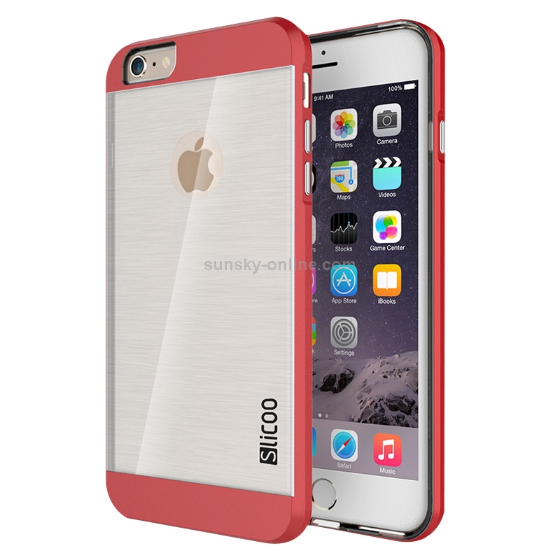 Slicoo Brushed Texture Electroplating Transparent Combination Case for iPhone 6 Plus & 6S Plus(Red) Slicoo Brushed Texture Electroplating Transparent Combination Case for iPhone 6 Plus & 6S Plus(Red)