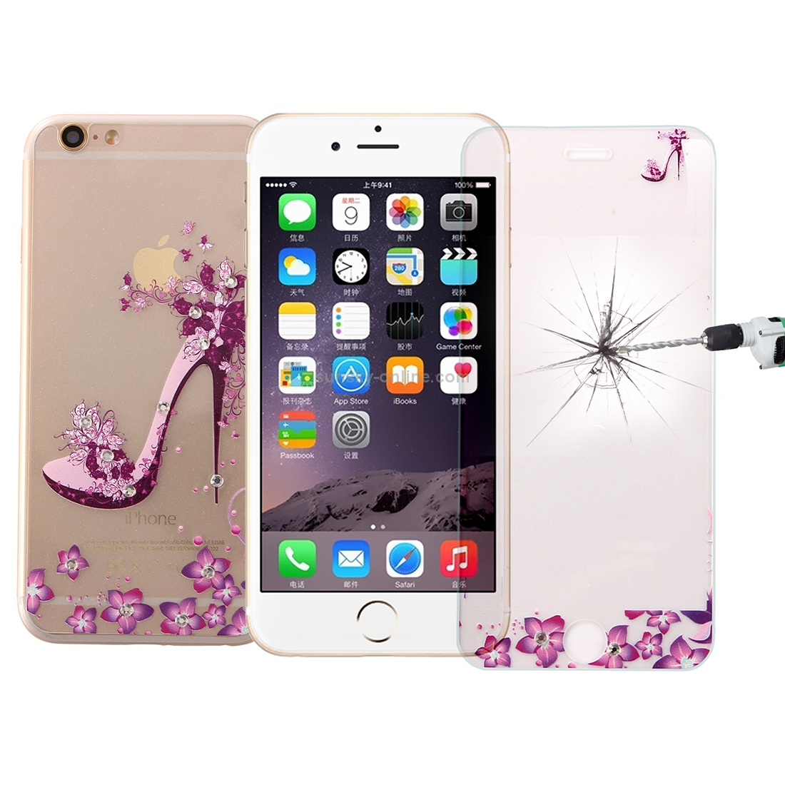 3D Colorized Relief Pattern Diamond Encrusted 0.26mm 9H+ Surface Hardness 3D Curved Surface Full Screen Front and Back Explosion-proof Tempered Glass Film for iPhone 6 Plus & 6s Plus 3D Colorized Relief Pattern Diamond Encrusted 0.26mm 9H+ Surface Hardness 3D Curved Surface Full Screen Front and Back Explosion-proof Tempered Glass Film for iPhone 6 Plus & 6s Plus
