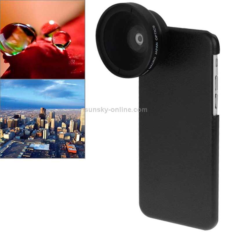 2 in 1 37mm Digital High Definition 0.45X Super Wide Angle Lens + Macro Lens with Phone Case for iPhone 6 Plus(Black)