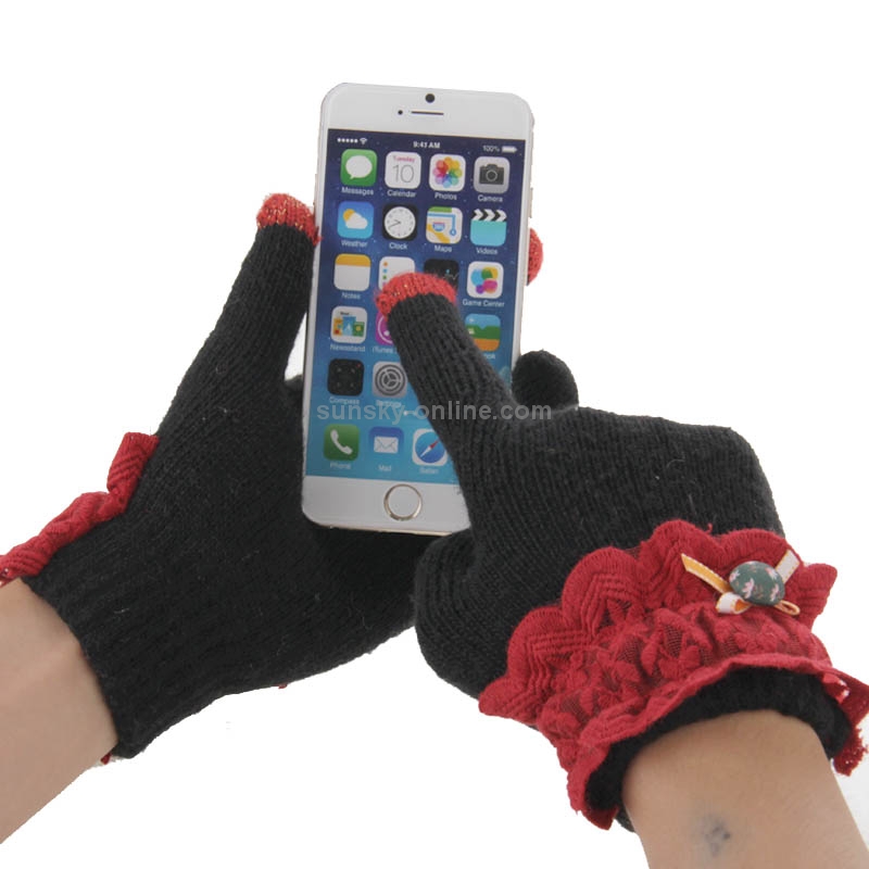 Fashionable Bowknot and Button Style 2-finger Capacitive Touch Gloves for Women Fashionable Bowknot and Button Style 2-finger Capacitive Touch Gloves for Women