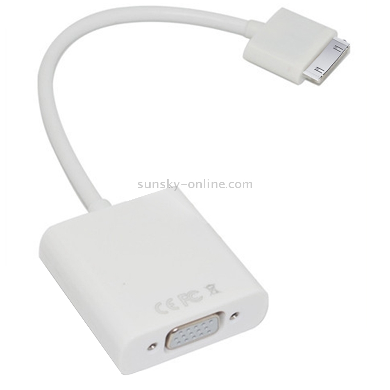 Dock Connector to VGA Cable Adapter for New iPad (iPad 3) / iPad 2 & iPad / iPhone 4 & 4S / 3/3GS(White)