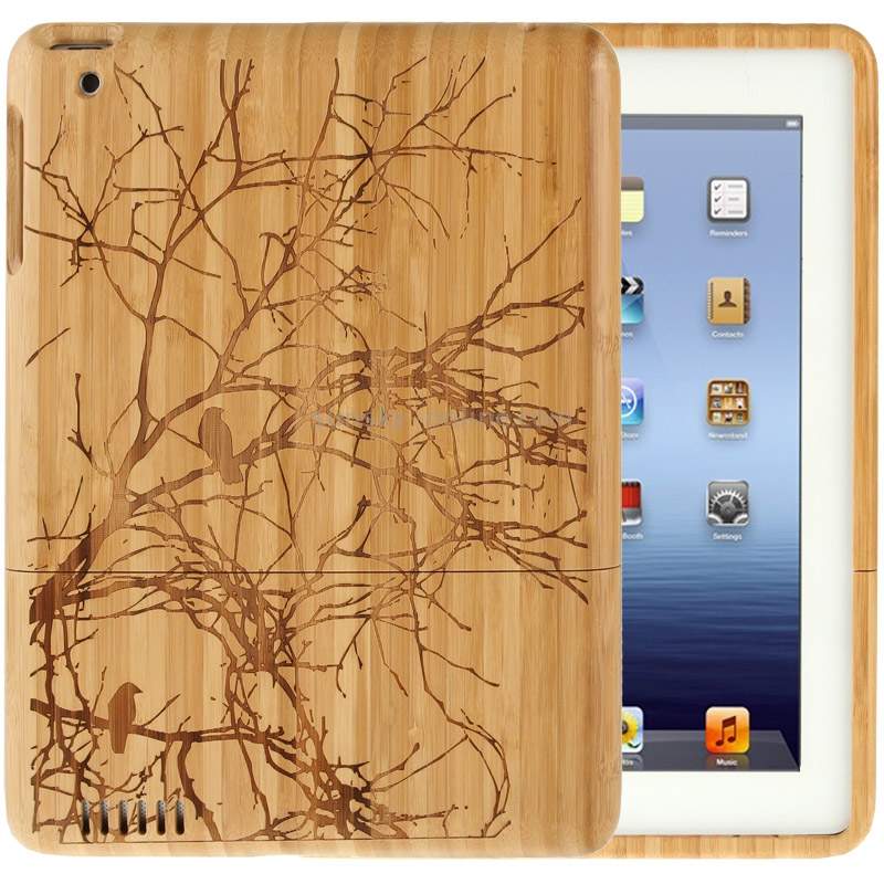 Woodcarving Tree Pattern Detachable Bamboo Material Case for iPad 2 Woodcarving Tree Pattern Detachable Bamboo Material Case for iPad 2