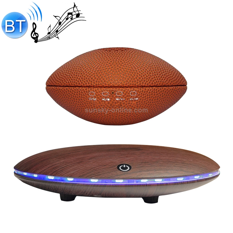 WB46-A1 TWS 360 Degree Autorotation Magnetic Levitation Rugby Football Shape Bluetooth Speaker with LED Colorful Light, Support Touch & Hands-free Call (Dark Wood Grain) WB46-A1 TWS 360 Degree Autorotation Magnetic Levitation Rugby Football Shape Bluetooth Speaker with LED Colorful Light, Support Touch & Hands-free Call (Dark Wood Grain)