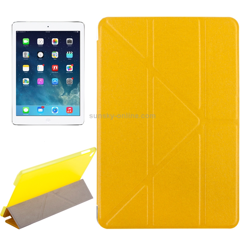 Transformers Style Silk Texture Horizontal Flip Solid Color Leather Case with Holder for iPad Pro 12.9 inch(Yellow) Transformers Style Silk Texture Horizontal Flip Solid Color Leather Case with Holder for iPad Pro 12.9 inch(Yellow)