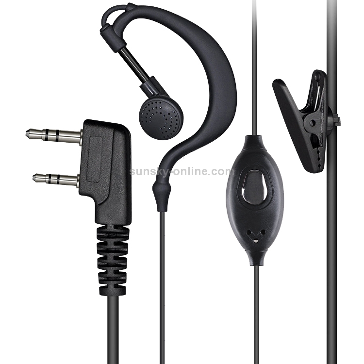 Handheld Transceiver Earphone for Walkie Talkies, 3.5mm + 2.5mm Plug(Black)