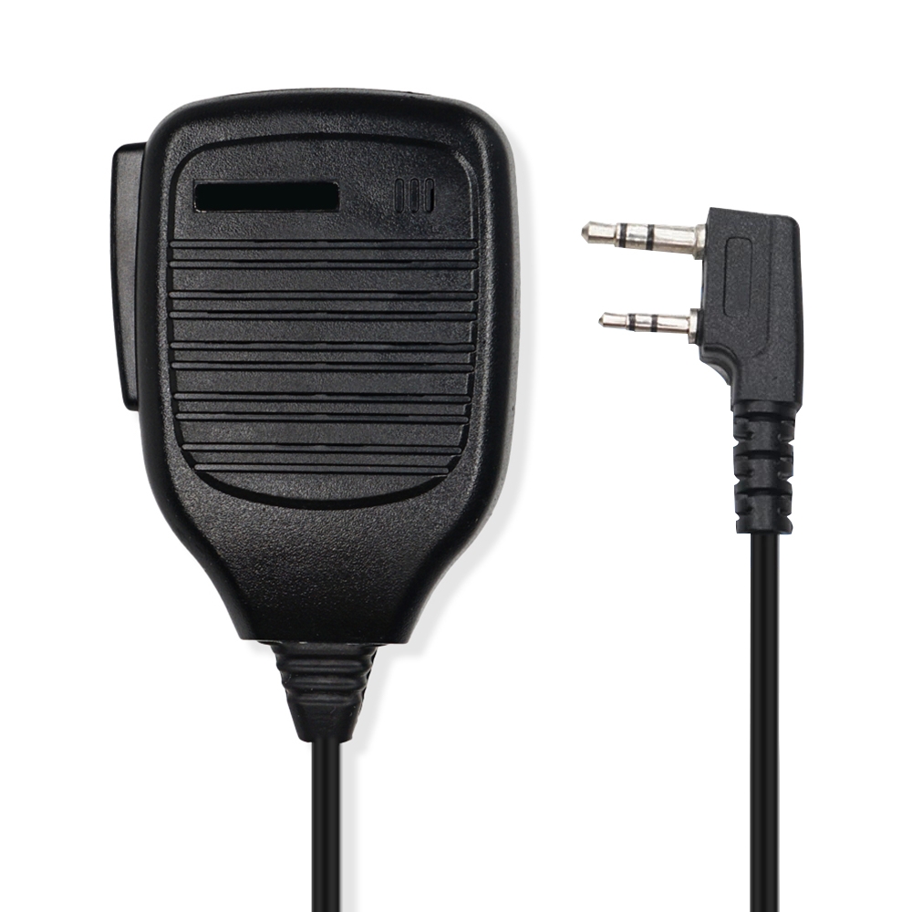 Clip-on Speaker Microphone for Walkie Talkies, 3.5mm + 2.5mm Earphone + Mic Plug(Black)