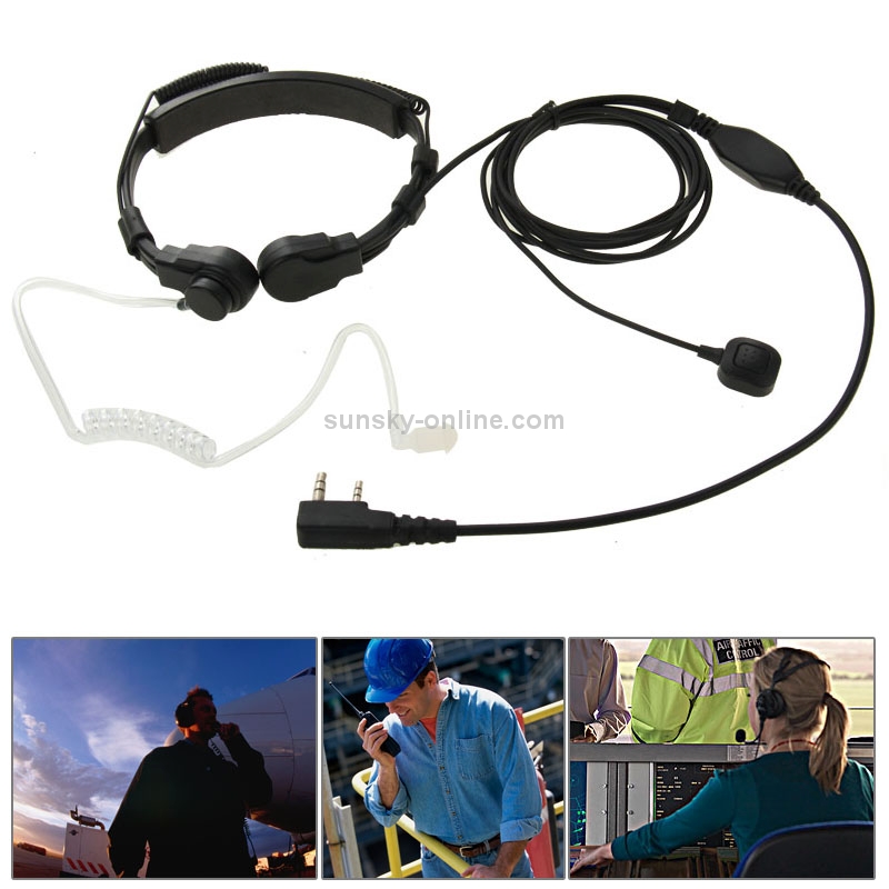 Throat control Transceiver Earpiece Headset for Walkie Talkies, 3.5mm + 2.5mm Plug(Black)