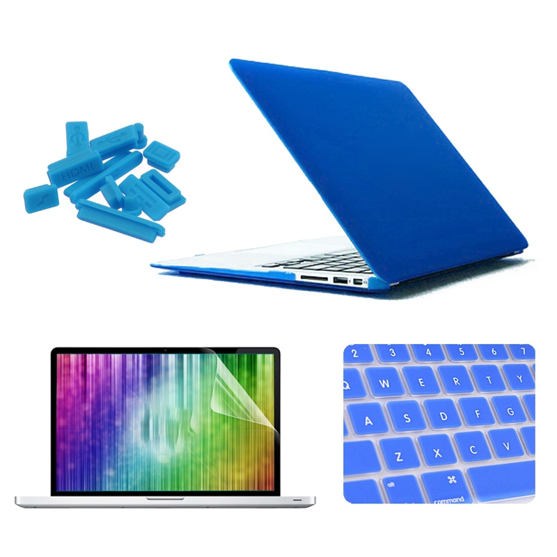 ENKAY for MacBook Air 11.6 inch (US Version) / A1370 / A1465 4 in 1 Frosted Hard Shell Plastic Protective Case with Screen Protector & Keyboard Guard & Anti-dust Plugs(Dark Blue) ENKAY for MacBook Air 11.6 inch (US Version) / A1370 / A1465 4 in 1 Frosted Hard Shell Plastic Protective Case with Screen Protector & Keyboard Guard & Anti-dust Plugs(Dark Blue)