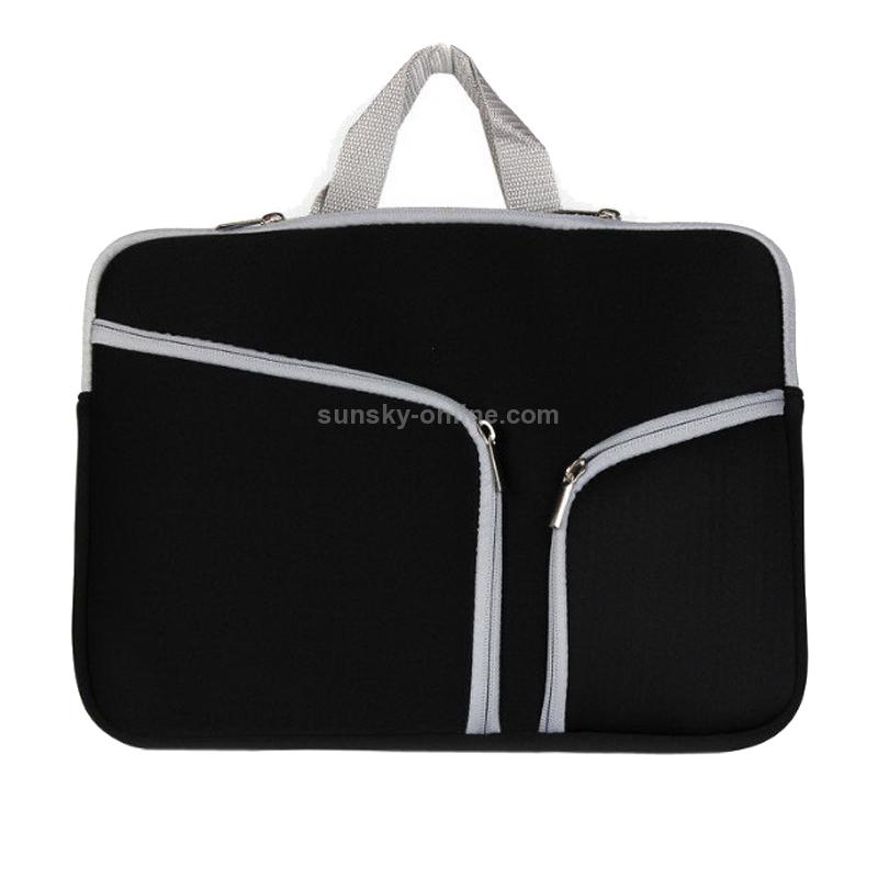 Double Pocket Zip Handbag Laptop Bag for Macbook Air 13 inch(Black) Double Pocket Zip Handbag Laptop Bag for Macbook Air 13 inch(Black)